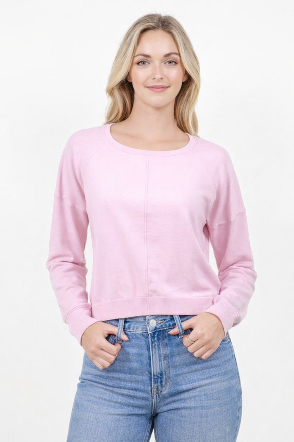 Cropped Heather pink lemonade sweater