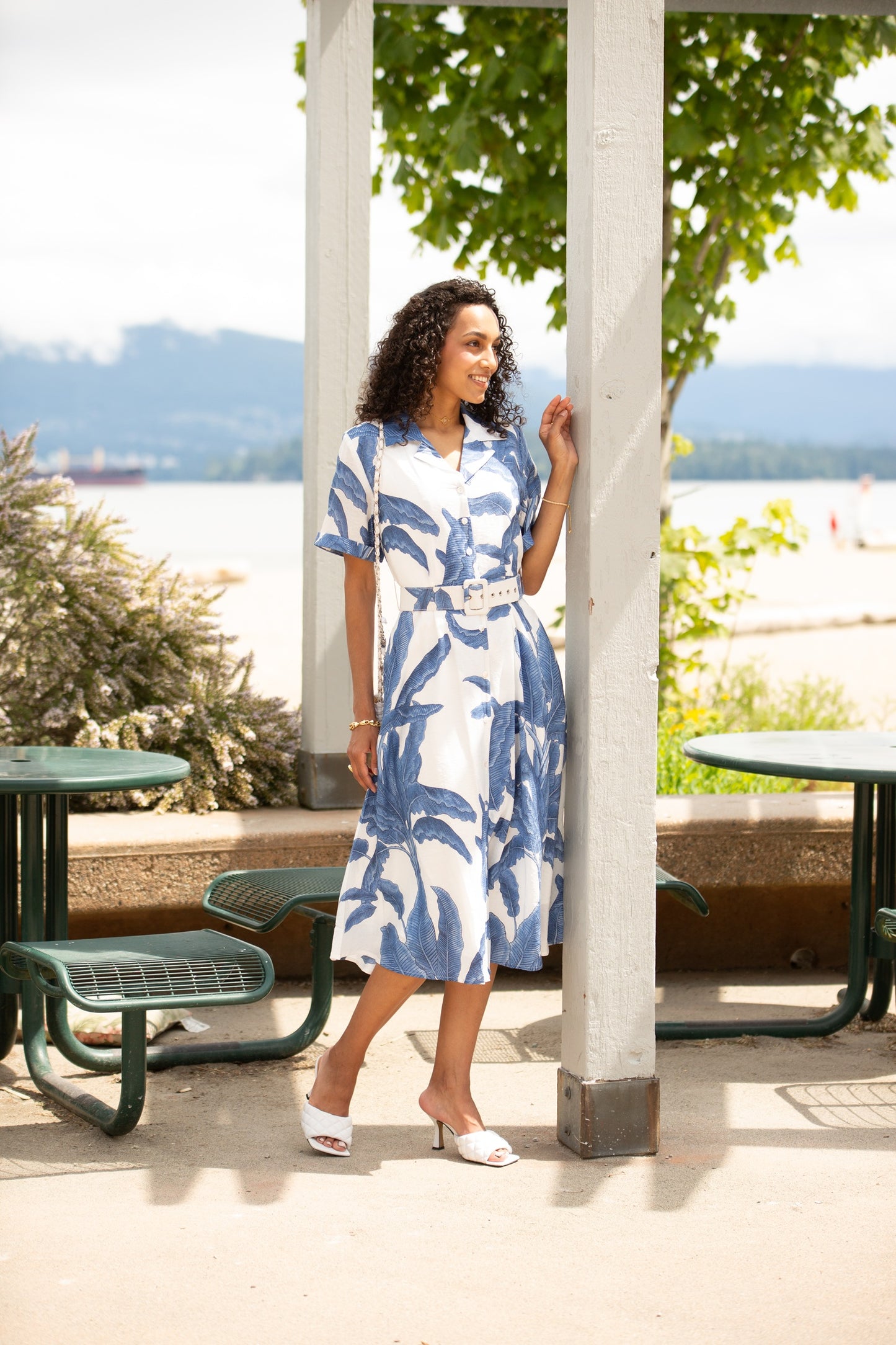 Tropical print short sleeved dress PD-20543