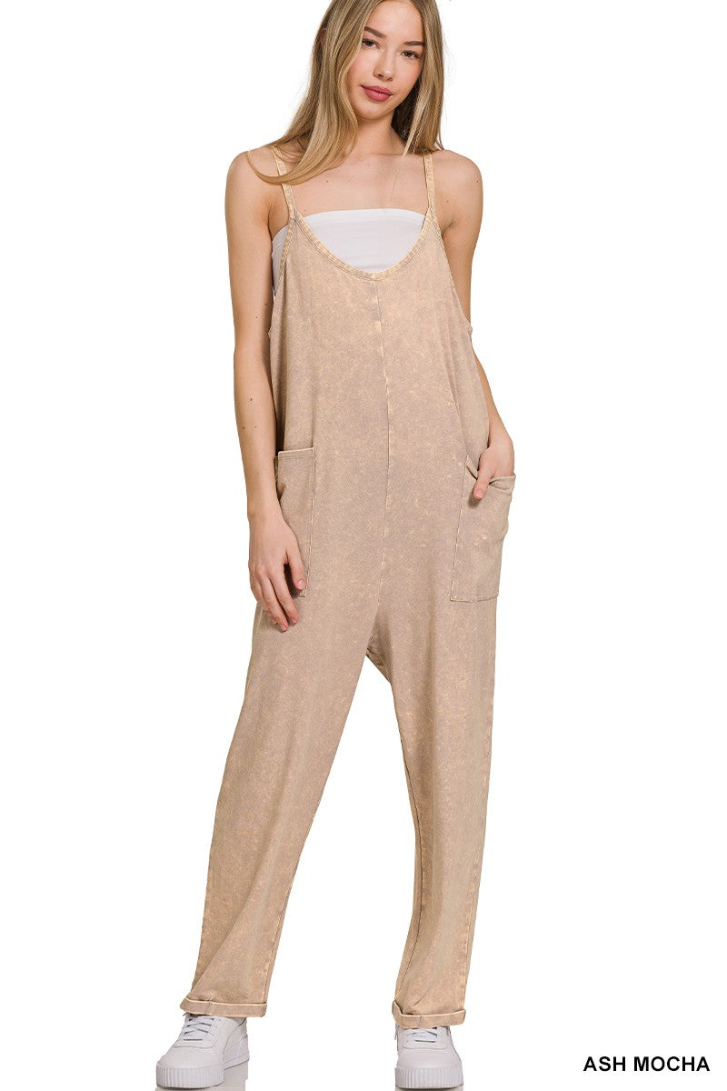 Ellison Ash Mocha overalls with pockets.