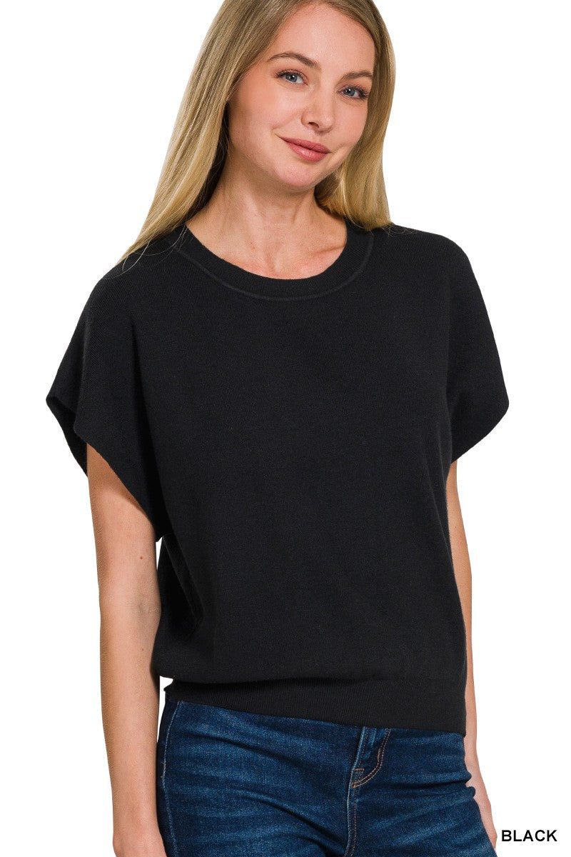 Georgina Black round neck dolman sleeve sweater