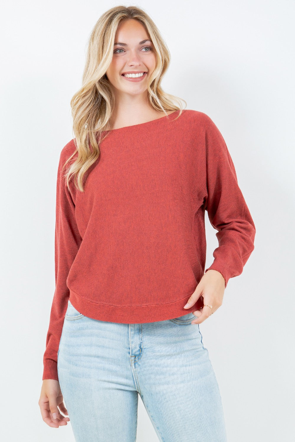 Boatneck Ryan red rust sweater