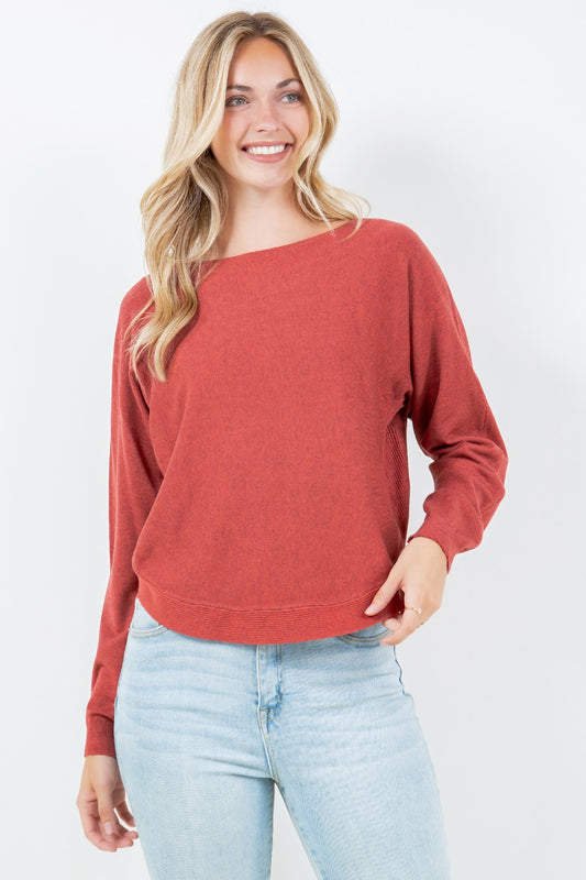 Boatneck Ryan red rust sweater