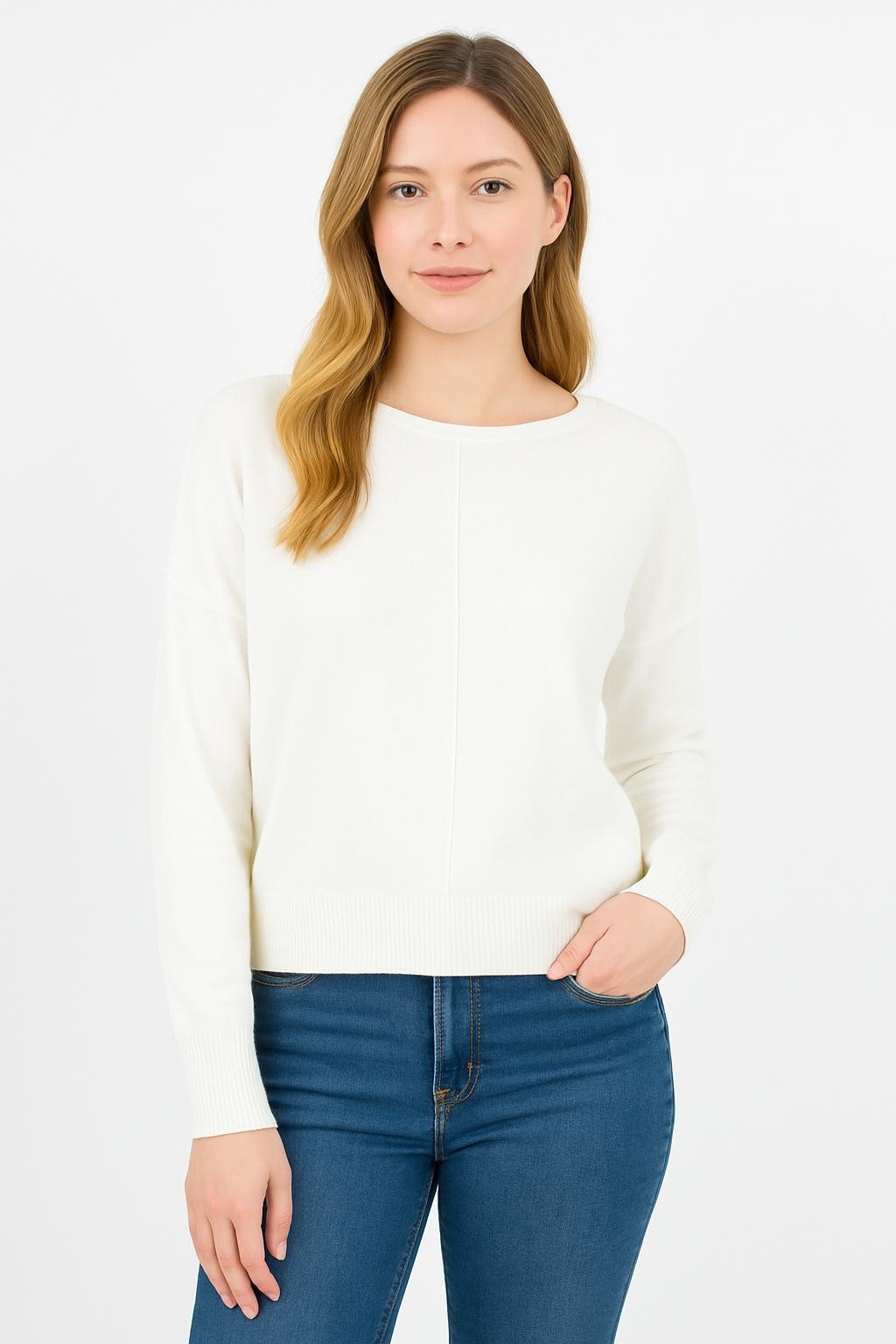 Cropped Heather off white sweater