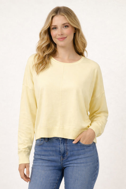Cropped Heather soft yellow sweater
