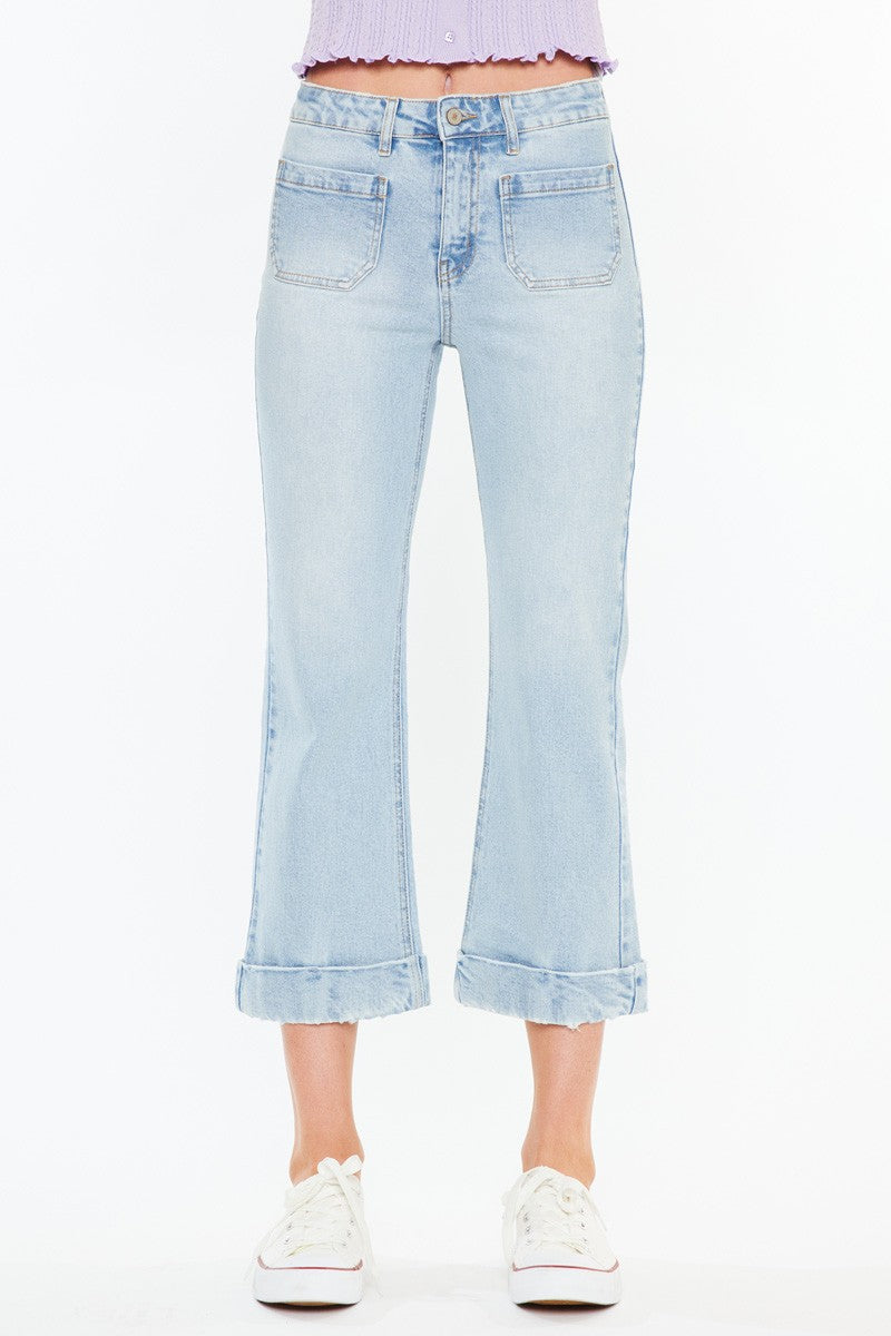 High rise Lt-wash Raegan cropped flare