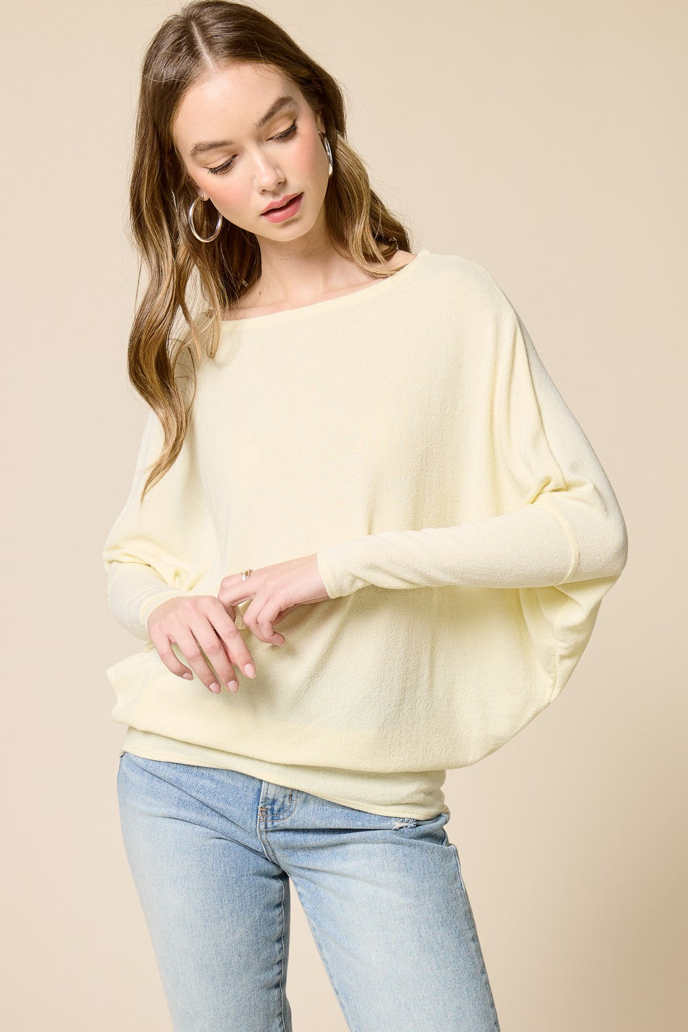Janice in lemon is our signature crepe hacci dolman