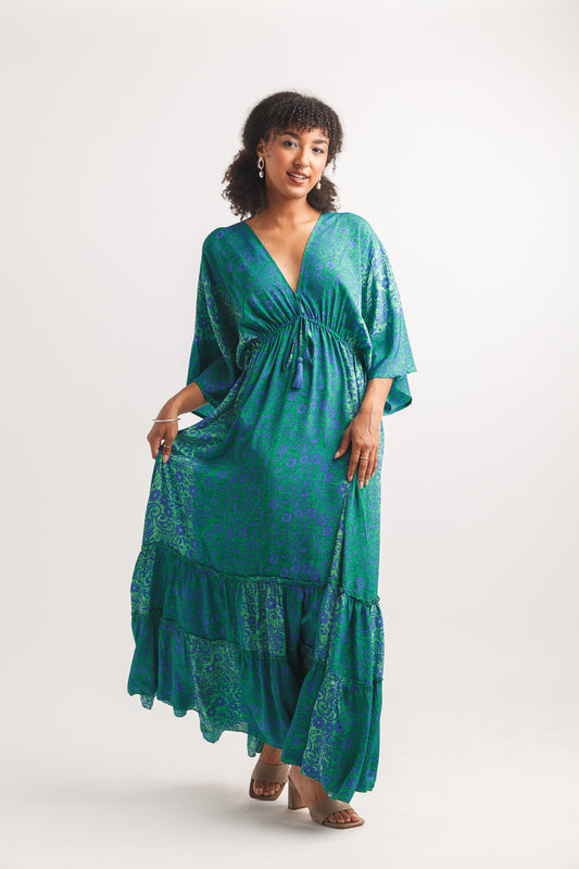 Satin Maxi Dress with pockets PD-18527