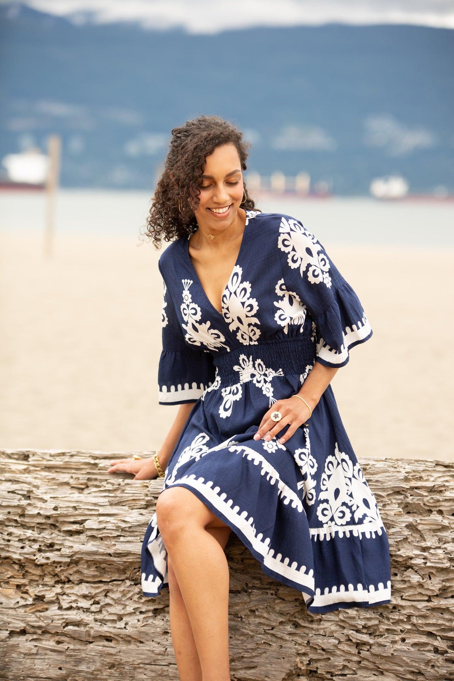 1/2 Sleeve Ikat look printed Dress PD-20503