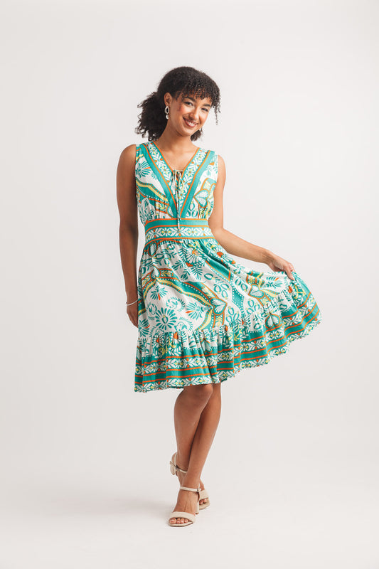 Boho V-neck dress with pockets PD-20584