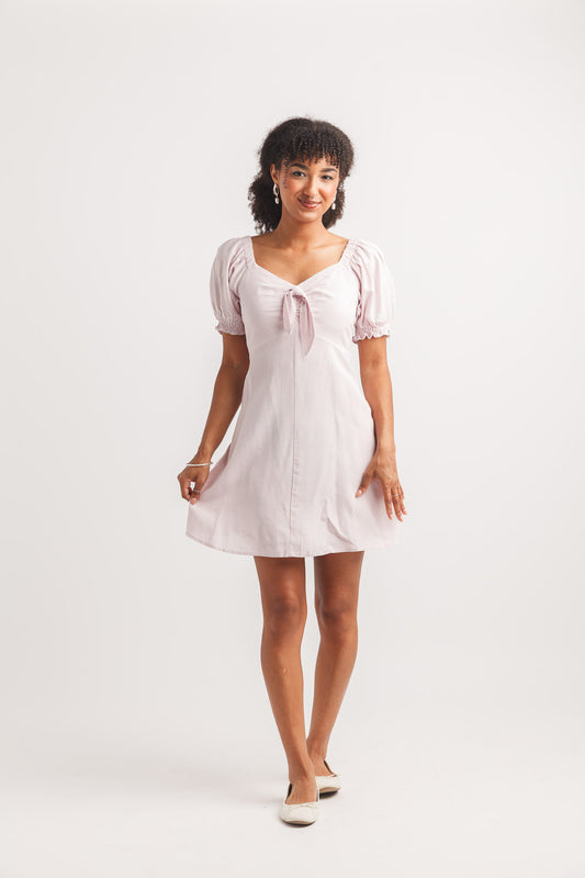 V-neck midi pink dress with pockets PD-20635