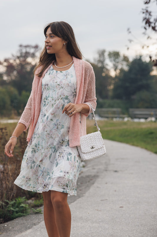 Floral embroidered panelled dress with Lurex PD-20507